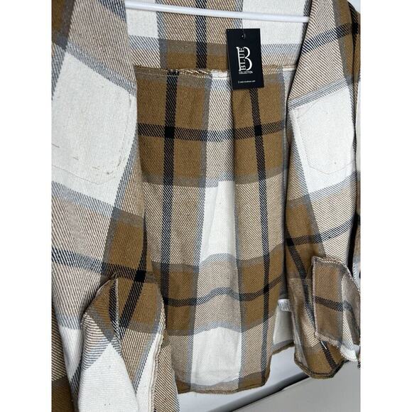 NWT Blue B Collection Women's Brown Plaid Collared Jacket Women’s Size Medium - Picture 6 of 9
